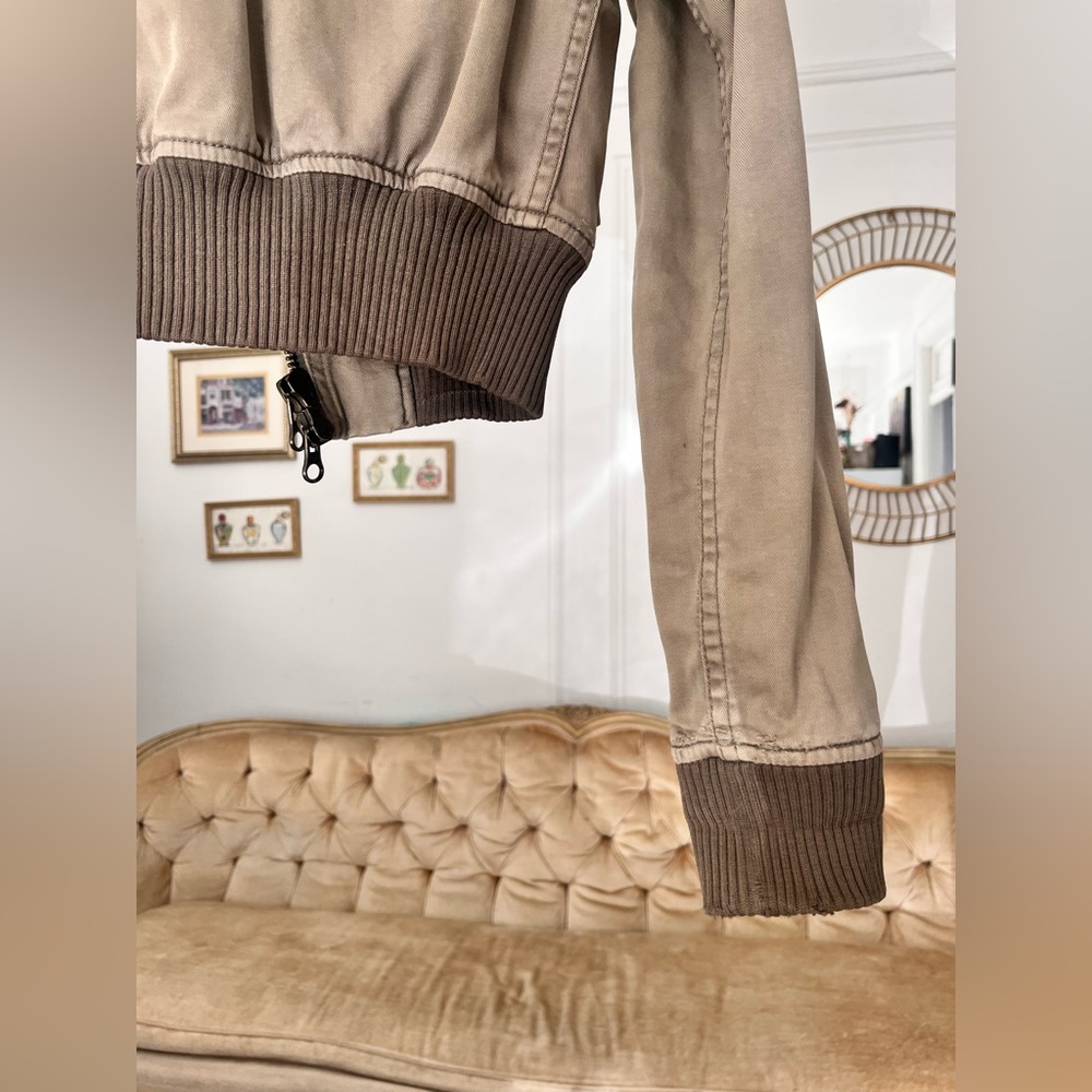 Extremely RARE Y2K Viral Abercrombie & Fitch Bomber Jacket Cotton Sz S faux fur - Picture 7 of 16